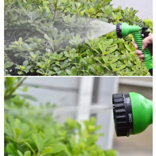 Furtun de grădină extensibil din polimer, fara cutare, Verde/Negru, 60 m [5]