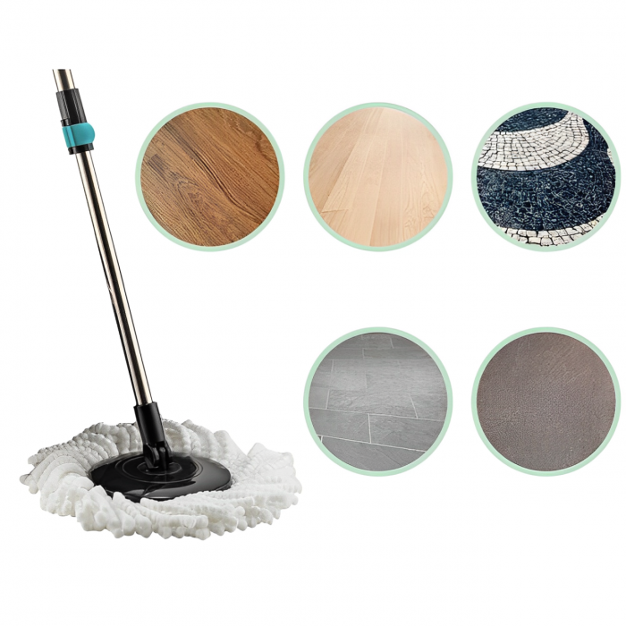 Galeata cu storcator si mop rotativ, Negru/Albastru, 16 litri [5]