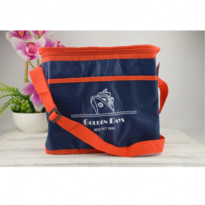 Geanta termica cu model, Albastru inchis/Portocaliu, 30 x 15 x 25 cm [3]