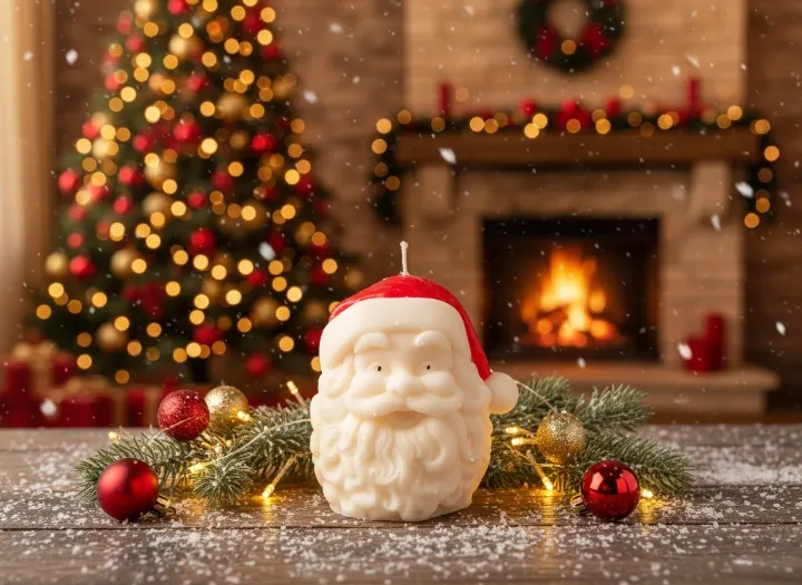 Lumanare parfumata Mos Craciun, HANDMADE, ceara naturala din soia, fitil din bumbac, 7.5 cm [2]