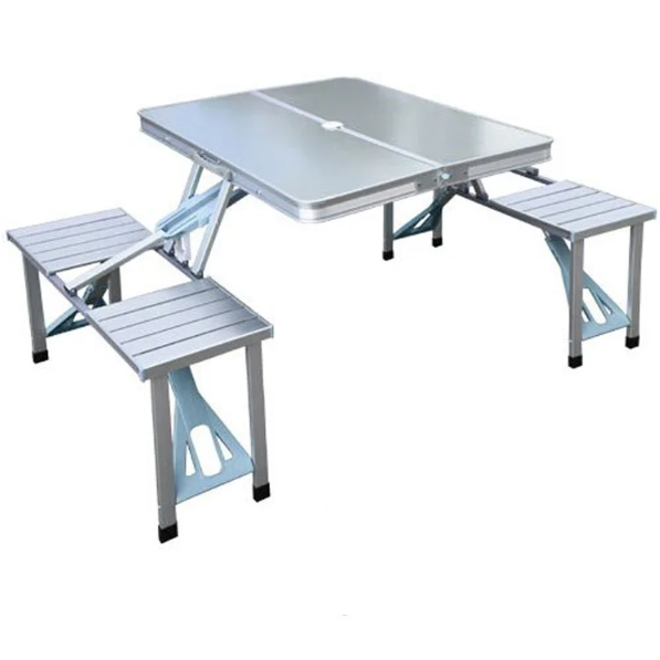 Masa camping cu scaune pliabile, Gri, 86 x 67 x 67 cm [10]