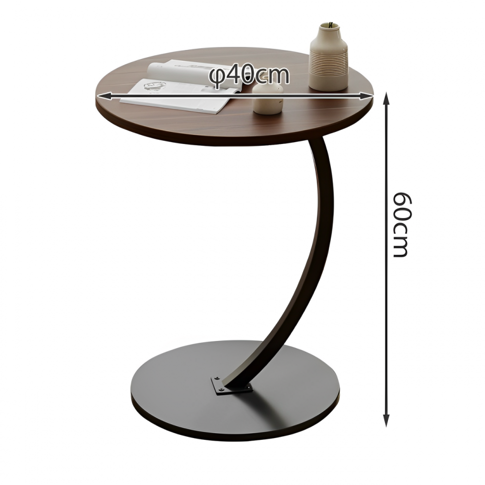 Masă de cafea rotundă, blat din MDF, pentru living, Maro/Negru, 40 x 60 cm [2]