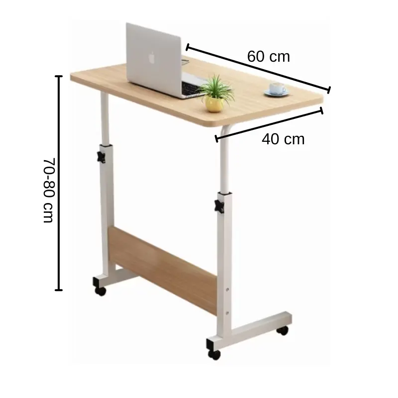 Masa pentru laptop, de lucru, cu inaltime reglabila, roti, Maro, 60 x 40 x 70-80 cm [6]