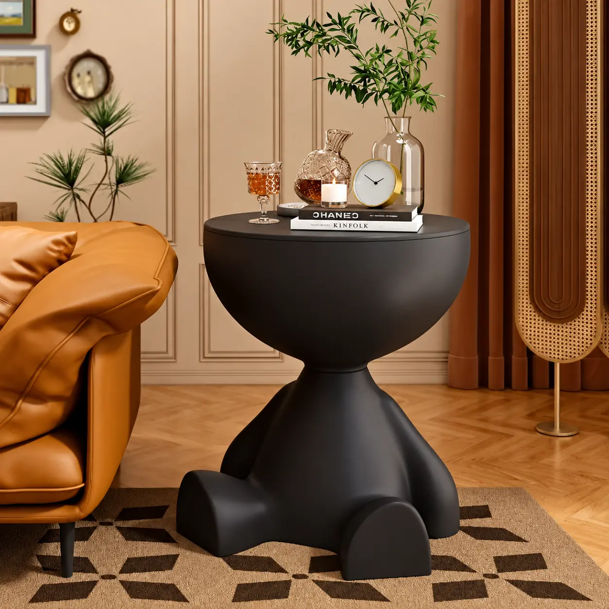 Masuta decorativa pentru cafea, model figurina, din plastic, Negru, 37 x 41 cm [4]