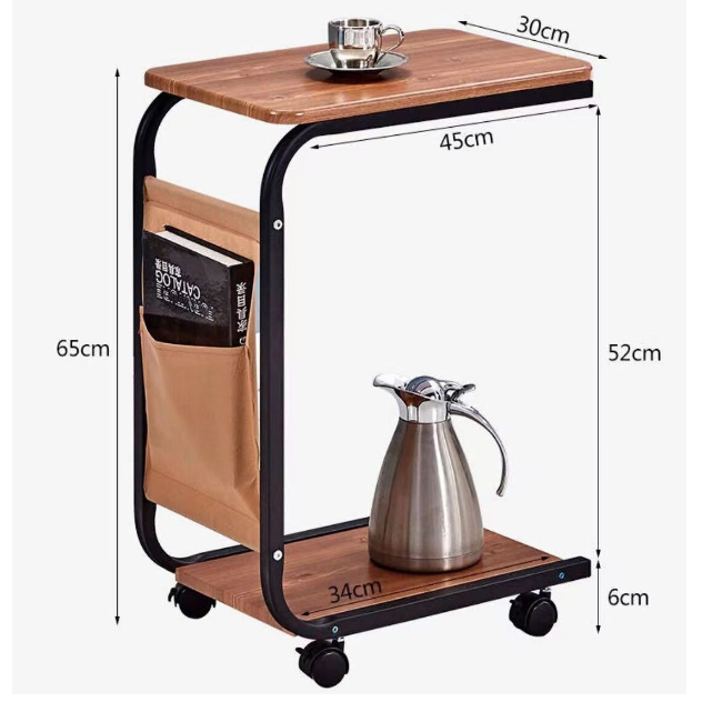 Masuta mobila pentru cafea, 2 blaturi, din MDF, spatiu de depozitare, Maro, 45 x 30 x 65 cm [4]