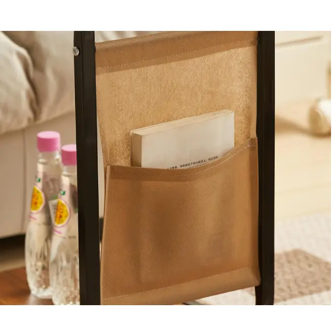 Masuta pentru cafea mobila, 2 blaturi MDF, buzunar de depozitare, Maro/Negru, 40 x 30 x 62 cm [4]