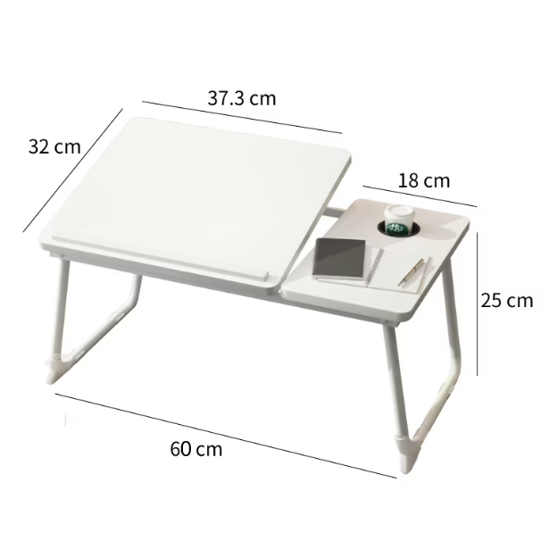 Masuta pentru laptop din MDF, cu suport pentru pahar, inclinare reglabila, Alb, 60 x 32 x 25 cm [3]