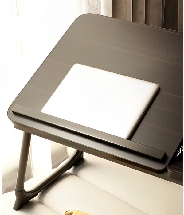 Masuta pentru laptop din MDF, cu suport pentru pahar, inclinare reglabila, Negru, 60 x 32 x 25 cm [6]