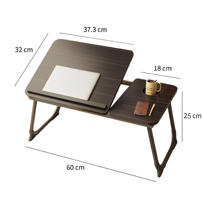 Masuta pentru laptop din MDF, cu suport pentru pahar, inclinare reglabila, Negru, 60 x 32 x 25 cm [3]
