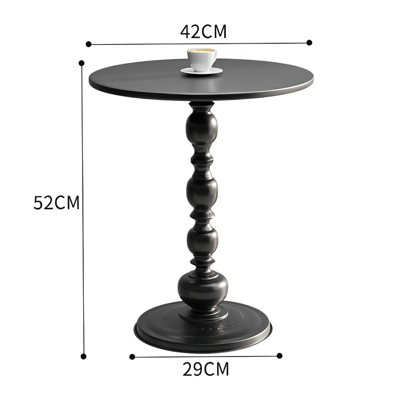 Masuta rotunda pentru cafea, din metal, pentru living, Negru, 42 x 52 cm [2]