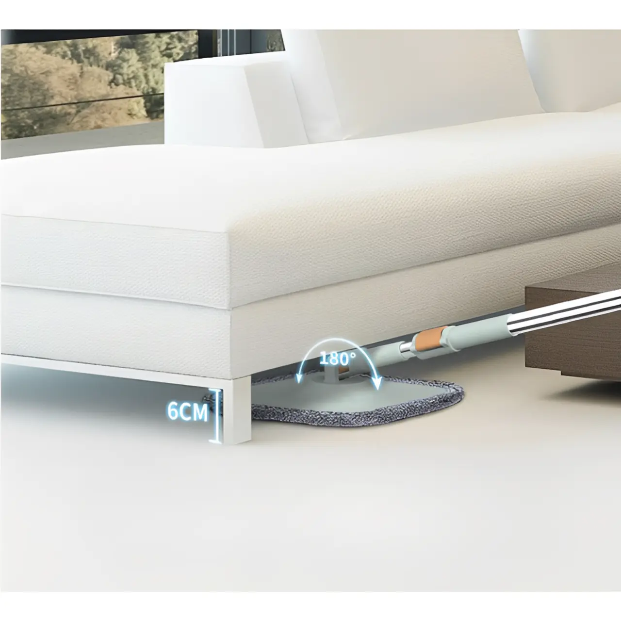 Mop patrat plat si galeata rotativa rotunda, separare apa, 4 lavete din microfibra, Verde/Portocaliu [3]