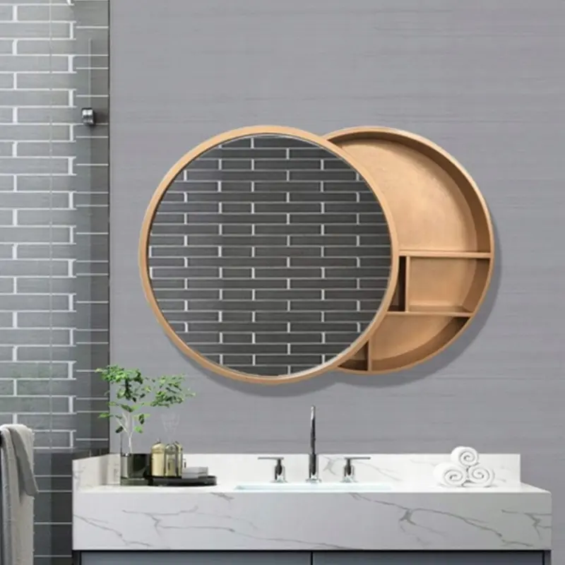 Oglinda de baie cu dulap din MDF, diametru 50 cm [3]