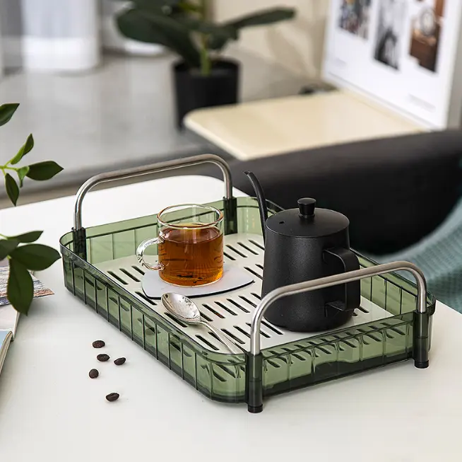 Organizator cu 2 niveluri, din plastic, practic, util, Verde, 33 x 22 x 36 cm [4]