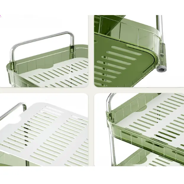 Organizator cu 2 niveluri, din plastic, practic, util, Verde, 33 x 22 x 36 cm [6]
