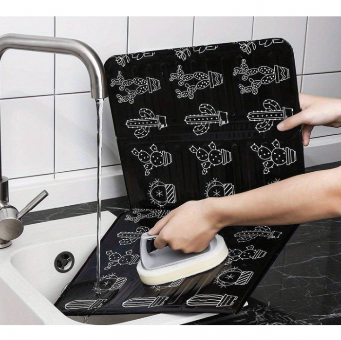 Paravan de protectie pentru plita cu model , Negru / Alb, 84 x 32 cm [6]