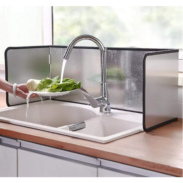 Paravan de protectie pentru plita, Gri, 133 x 30 cm [4]