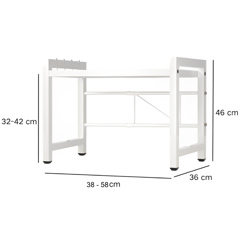 Raft extensibil pentru depozitare, multifunctional, Alb, 38-58x 36 x 46 cm [2]