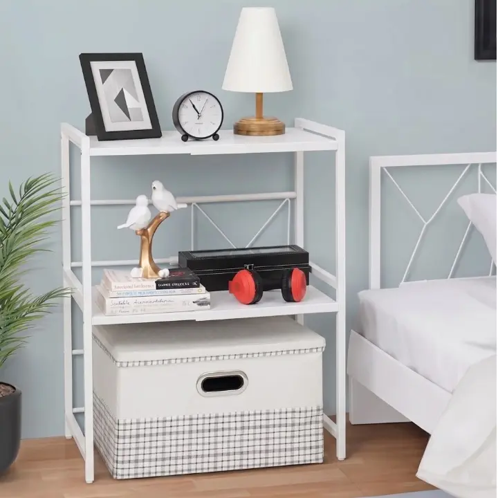 Raft metalic cuptor cu microunde, organizator bucatarie, multifunctional, cu 3 niveluri, extensibil, carlige metalice, Herum, 40-64 x 33 x 78 cm, alb [4]