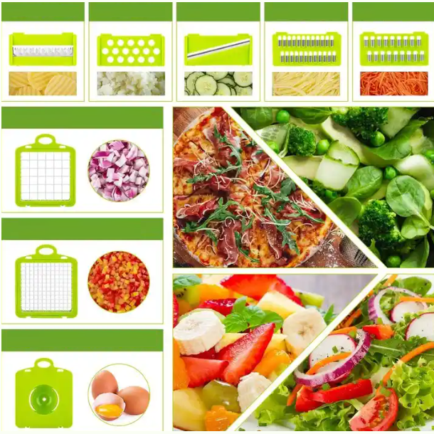 Razatoare pentru legume cu accesorii, Gri/Verde, 31 x 10 x 11 cm [13]