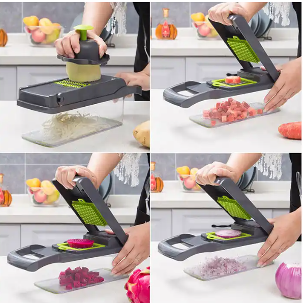 Razatoare pentru legume cu accesorii, Gri/Verde, 31 x 10 x 11 cm [9]