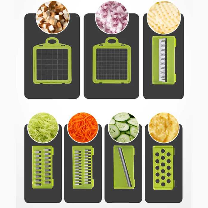 Razatoare pentru legume cu accesorii, Gri/Verde, 31 x 10 x 11 cm [4]