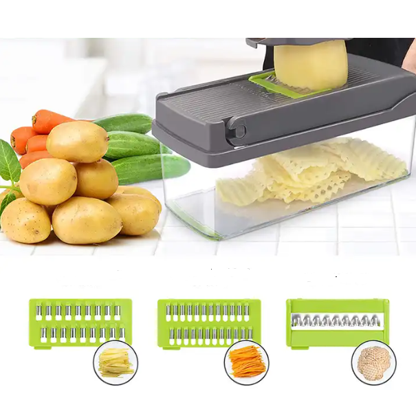 Razatoare pentru legume cu accesorii, Gri/Verde, 31 x 10 x 11 cm [11]