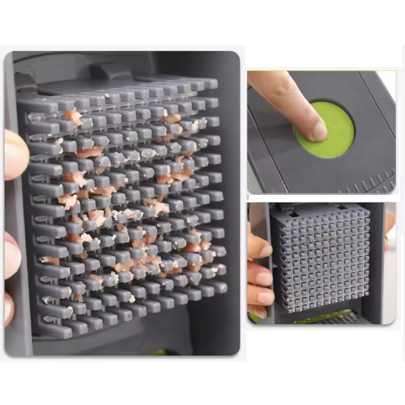 Razatoare pentru legume cu buton si accesorii, Gri/Verde, 33 x 10 x 12 cm [4]