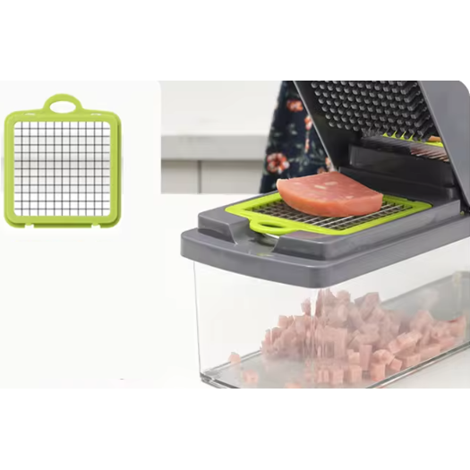Razatoare pentru legume cu buton si accesorii, Gri/Verde, 33 x 10 x 12 cm [11]