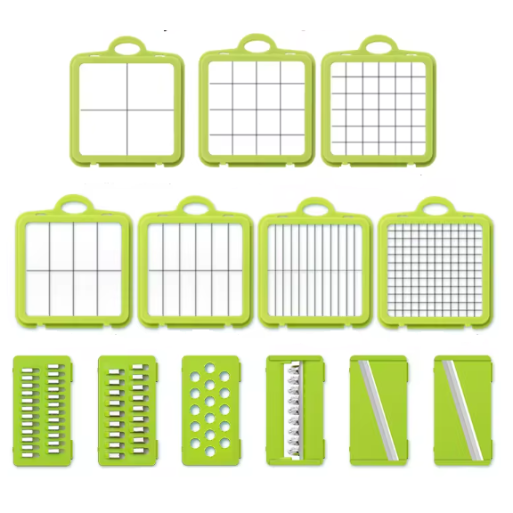 Razatoare pentru legume cu toarte si accesorii, Gri/Verde, 27 x 16 x 15 cm [8]