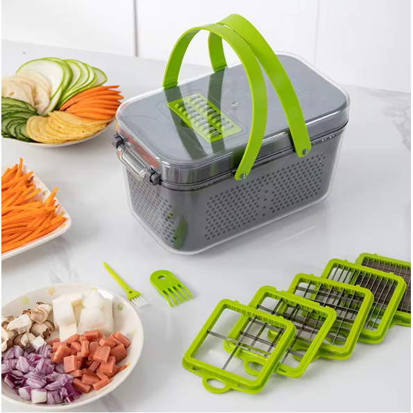 Razatoare pentru legume cu toarte si accesorii, Gri/Verde, 27 x 16 x 15 cm [9]