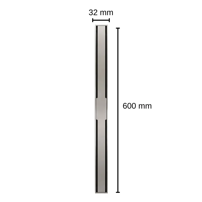 Rigola de dus, pe podea, liniara, din inox, set complet necesar instalarii, Argintiu, 32 x 600 mm [3]