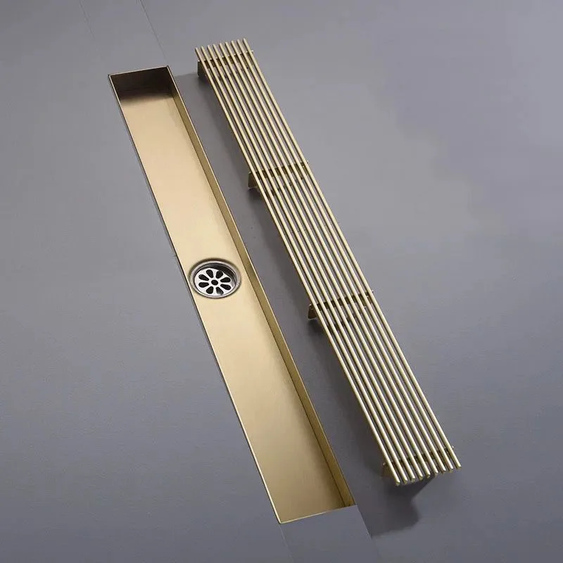 Rigola de dus, pe podea, liniara, din inox, set complet necesar instalarii, Auriu, 57 x 400 mm [2]