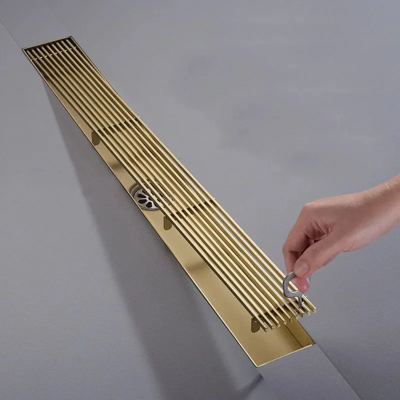 Rigola de dus, pe podea, liniara, din inox, set complet necesar instalarii,Auriu, 57 x 500 mm [2]