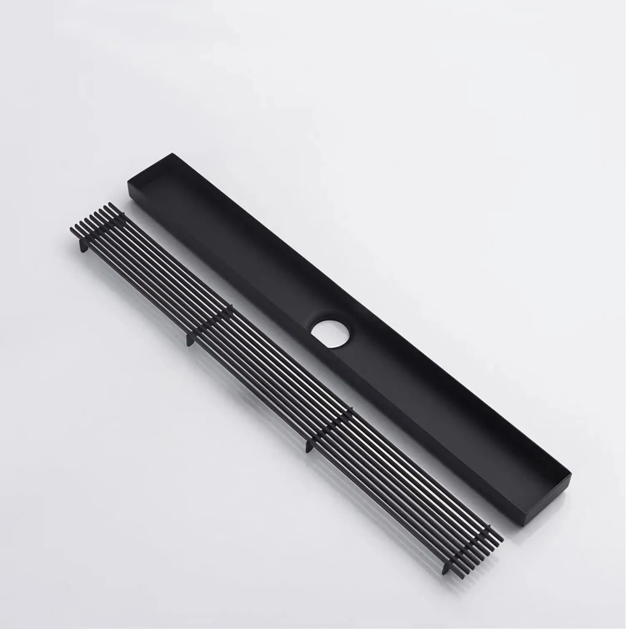 Rigola de dus, pe podea, liniara, din inox, set complet necesar instalarii,negru, 57 x 400 mm [5]