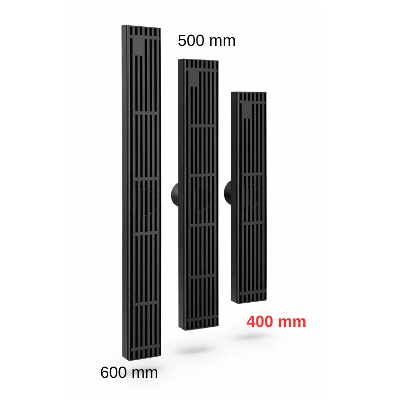 Rigola de dus, pe podea, liniara, din inox, set complet necesar instalarii,negru, 57 x 400 mm [6]