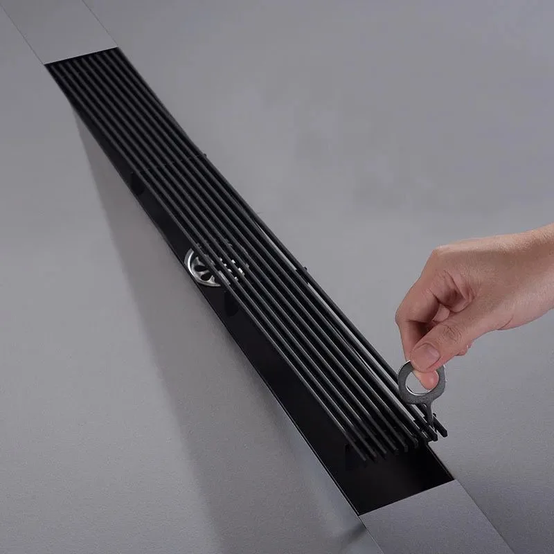 Rigola de dus, pe podea, liniara, din inox, set complet necesar instalarii,negru, 57 x 500 mm [4]