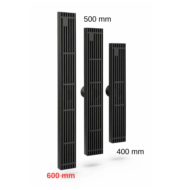 Rigola de dus, pe podea, liniara, din inox, set complet necesar instalarii,negru, 57 x 600 mm [6]