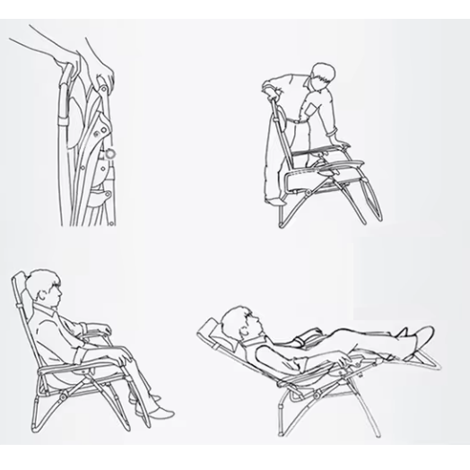 Scaun pliabil tip sezlong pentru gradina sau plaja, Negru [12]