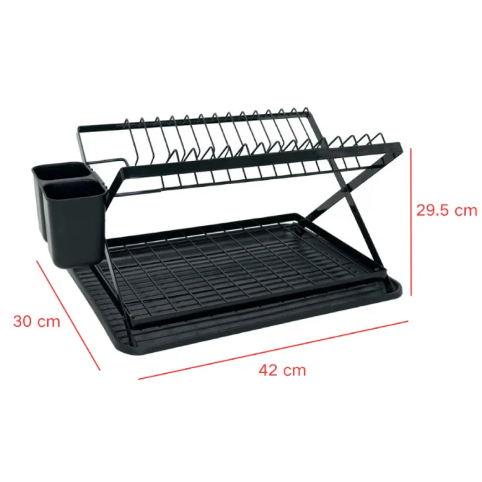 Scurgator de vase tip X, pliabil, cu fanta de scurgerea apei, Negru, 42 x 30 x 29.5 cm [2]