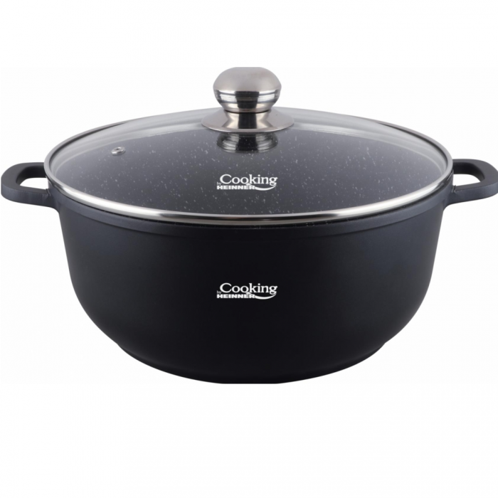 Semioala din aluminiu cu capac, Cooking by Heinner, Dark Line, Negru, 10 l [2]