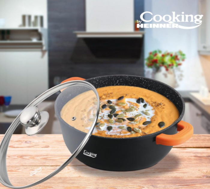 Semioala din aluminiu cu capac, Cooking by Heinner, Dark Line, Negru, 13.5 l [3]