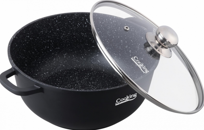 Semioala din aluminiu cu capac, Cooking by Heinner, Dark Line, Negru, 13.5 l [2]