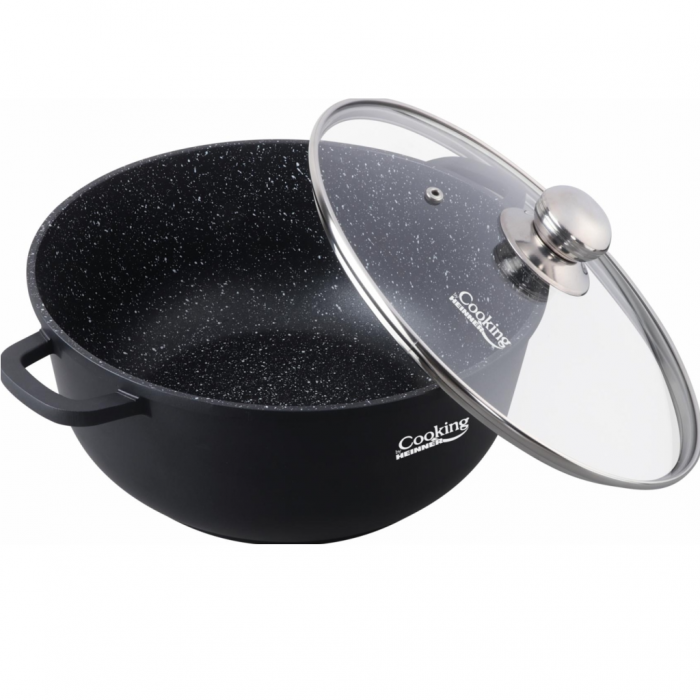 Semioala din aluminiu cu capac, Cooking by Heinner, Dark Line, Negru, 18.5 l [2]