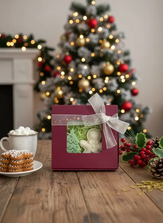 Set 2 lumanari parfumate, HANDMADE, ceara naturala din soia, fitil din bumbac, Gingerbread si Brad, 8 cm [3]