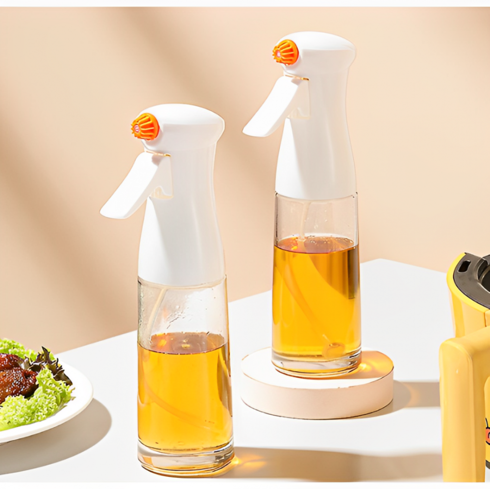 Set 2 recipiente cu pulveritaror pentru ulei, otet, Alb/ Transparent, 230 ml [4]