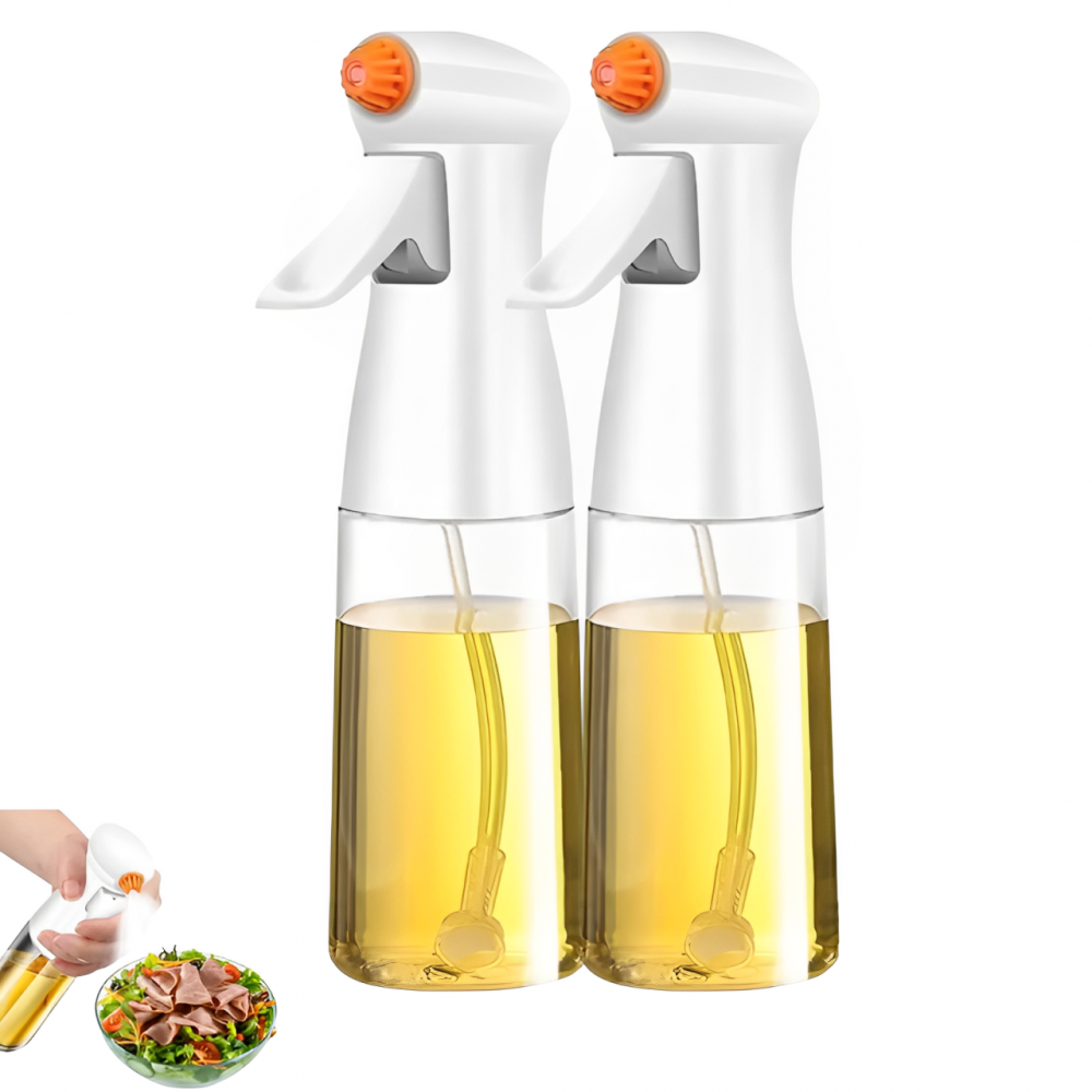 Set 2 recipiente cu pulveritaror pentru ulei, otet, Alb/ Transparent, 230 ml [2]