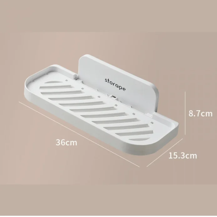 Set 2 suporturi autoadezive, pliabile, din plastic, pentru baie, Alb, 36 x 15.3 x 8.7 cm [6]