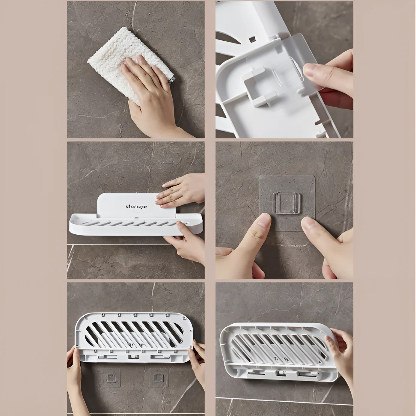 Set 2 suporturi autoadezive, pliabile, din plastic, pentru baie, Alb, 36 x 15.3 x 8.7 cm [5]