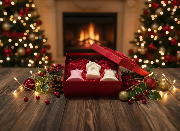 Set 3 lumanari parfumate, HANDMADE, ceara naturala din soia, fitil din bumbac, Clopotei si Casa, 7.5 cm [4]