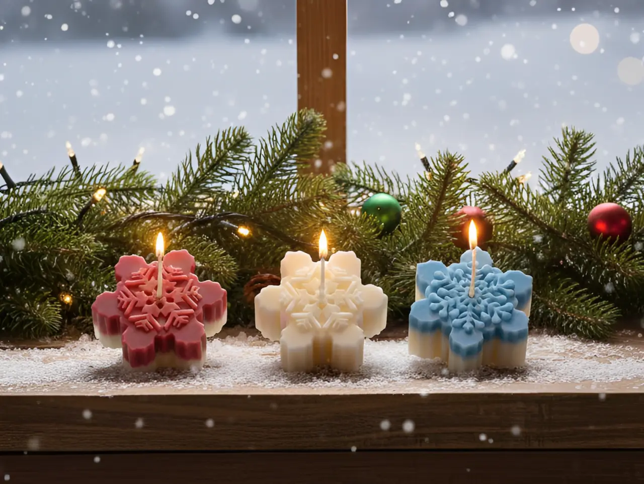 Set 3 lumanari parfumate, HANDMADE, ceara naturala din soia, fitil din bumbac, Fulg de zapada, 7.5 cm [4]